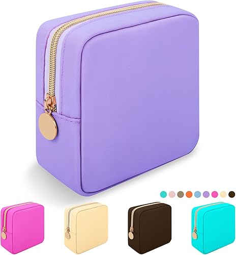Miniatura 55 de Iqimott Bolsa Grande de Maquillaje de Nylon, Estuche de Viaje Preppy, Bolsa Grande de Cosméticos de Nylon, Organizador de Maquillaje, Bolsa de Rosa