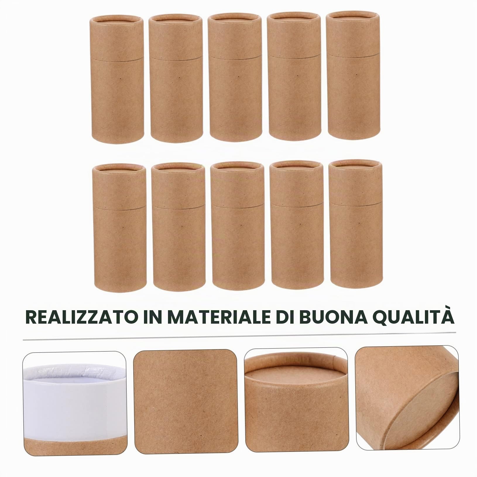 NUOBESTY 10pezzi Scatola Cilindrica in Carta Marrone Scatola Per Imballaggio e Stoccaggio Scatole Regalo Pratiche Per Bottiglie Olio Essenziale Tè e Piccoli Regali
