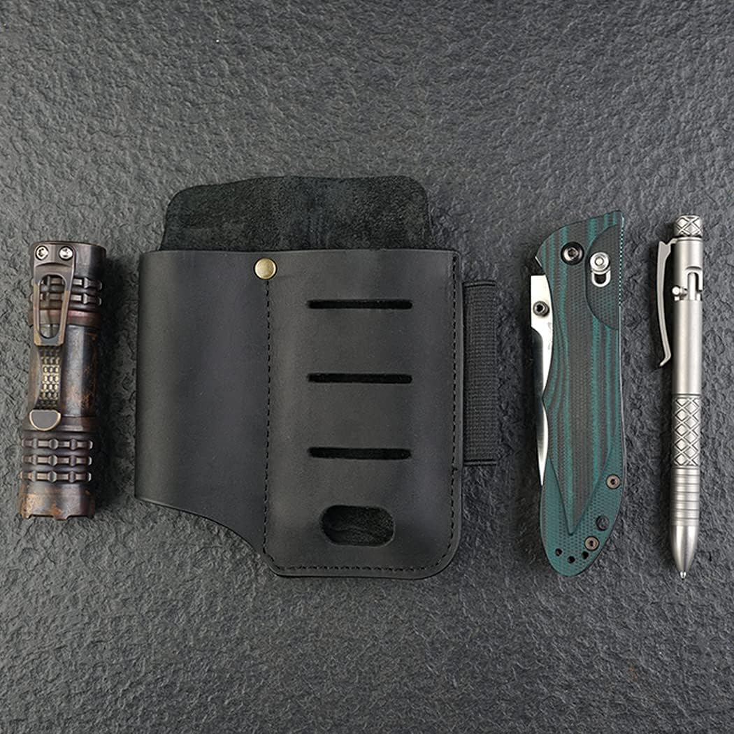 VIPERADE PJ15 EDC Fourreau en Cuir, étui de Lampe de Poche/Fourreau de Couteau de Poche/étui Tactique pour Stylo/pour Leatherman Multitool Gaine en Cuir avec Clip de Poche