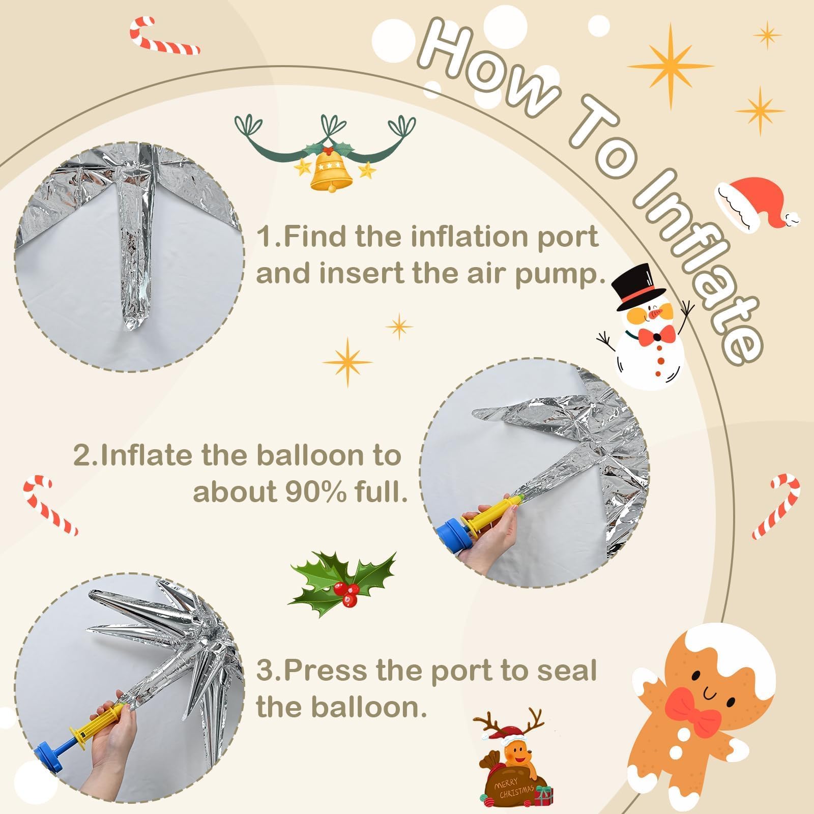 Weihnachtsballonbogen-Set, 30,5 cm, goldfarben, silberfarben, weißer Ballon mit silbernem Starburst, Helium-Mylar-Folienballons für Weihnachten, Neujahr, Urlaub, Hochzeit, Jahrestag, Geburtstag