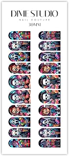 Scary Chibi Cute Horror Villain Nail Decals for Nail Extensions - Summer Nights Fun Halloween Wraps (30MM SHORTY), Black
