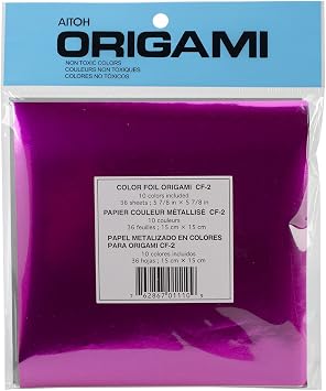 Aitoh Assorted Foil Origami Paper, 5.875 by 5.875-Inch, 36-Pack