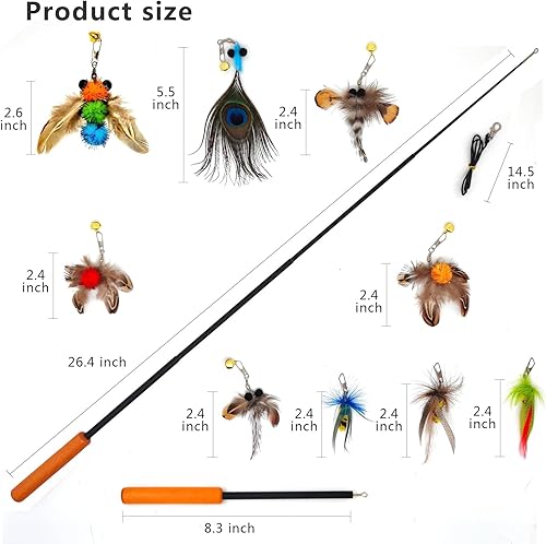 Miniatura 2 de Juguetes interactivos para gatos, 10 piezas de juguetes retráctiles para gatos y juguetes de plumas, juguetes de enriquecimiento para gatos de