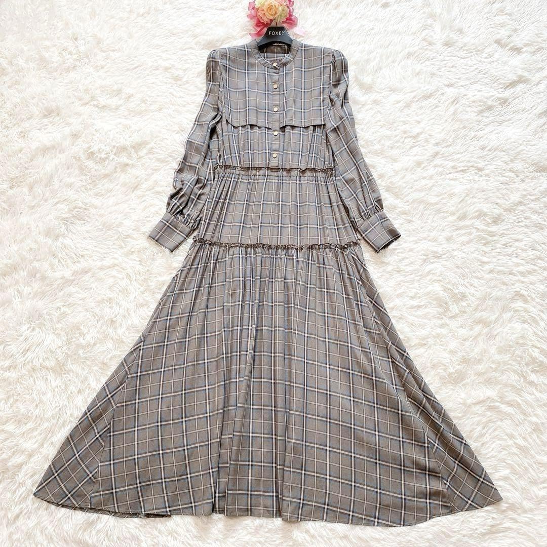 ダイアグラム ワンピース ロング ティアード Aライン チェック フリル