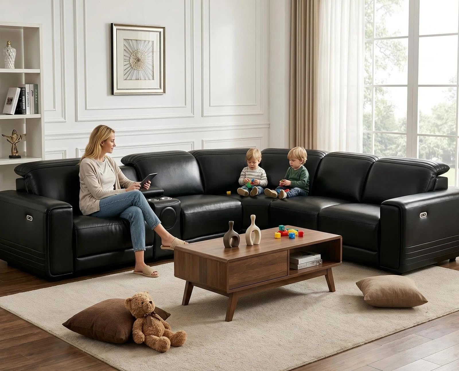 Power Reclining Sectional Sofa with Speakers & USB Ports for Living Room view 9