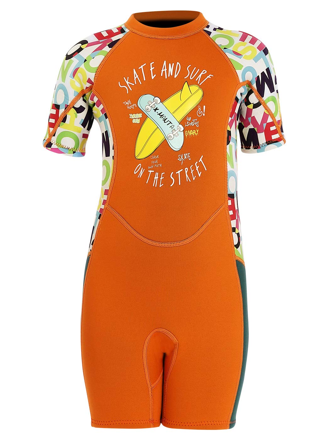Happy Cherry Niños Traje de Neopreno 2.5mm Mantener Calor Bañador Corto de Buceo Anti-UV Elástica Calidad con Cremallera - ES 3-4 Años
