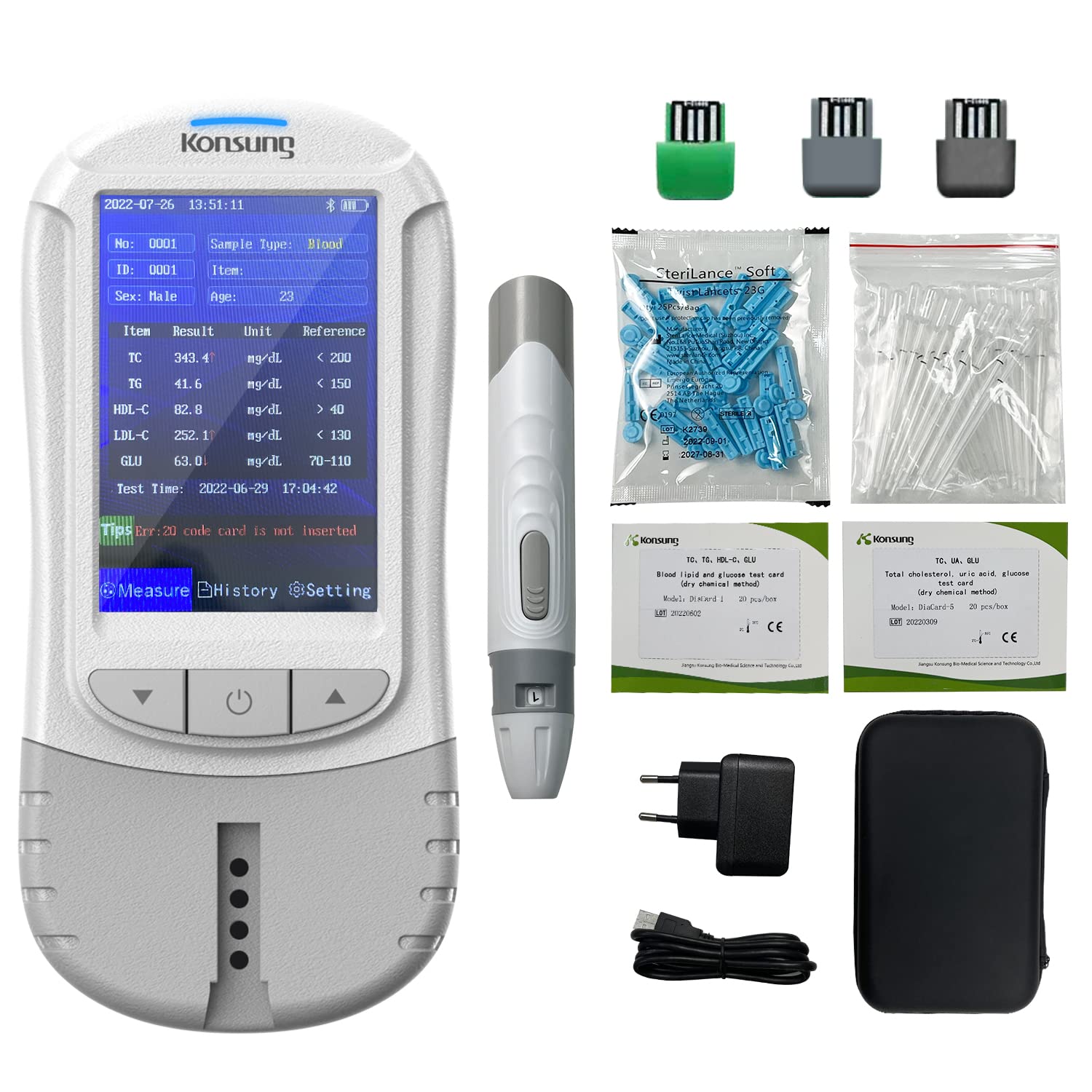 Glucose Cholesterol Uric Acid Test Kit Microzones
