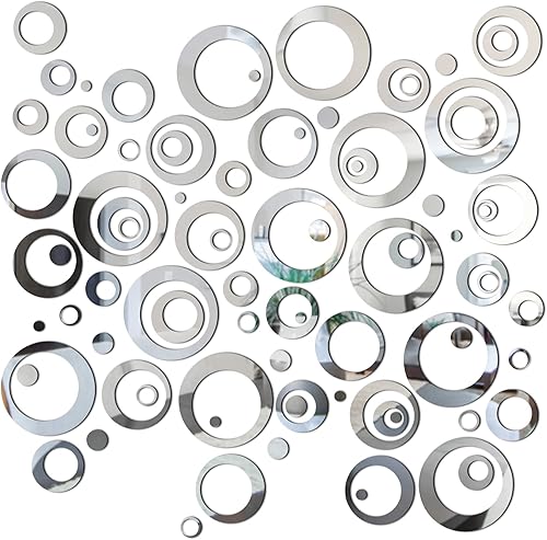 Shappy 96 piezas de espejo circular, calcomanías de pared extraíbles para decoración de pared, calcomanías de espejo para sala de estar, dormitorio,