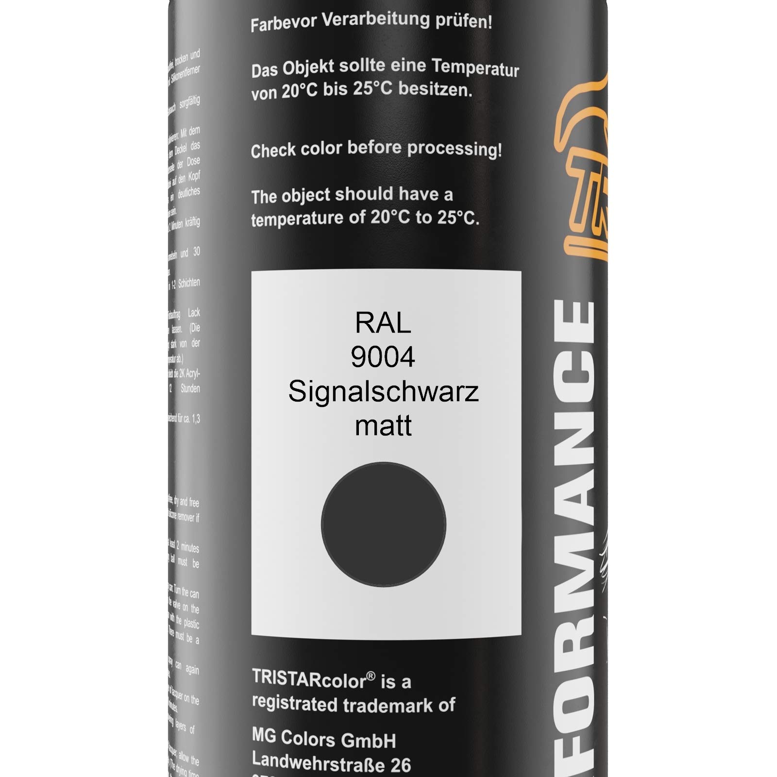 TRISTARcolor RAL 9004 Signalschwarz Spraydose – 400 Ml, Matt, Schnelltrocknend, Made In Germany