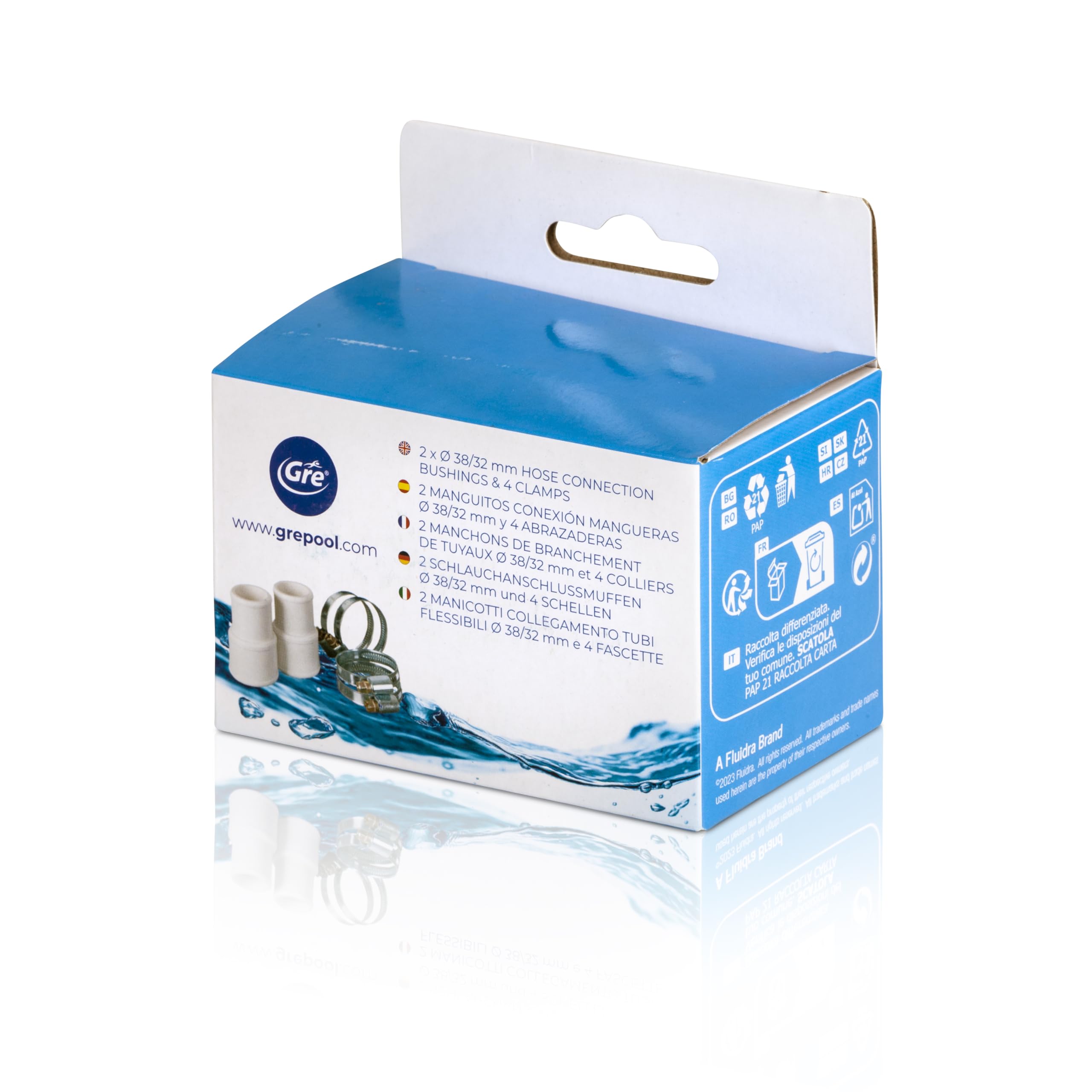 Gre AR511-Schlauchverbindungs-Kit: 2 Schlauchverbinder und 4 Klemmen mit 38 und 32 mm Durchmesser