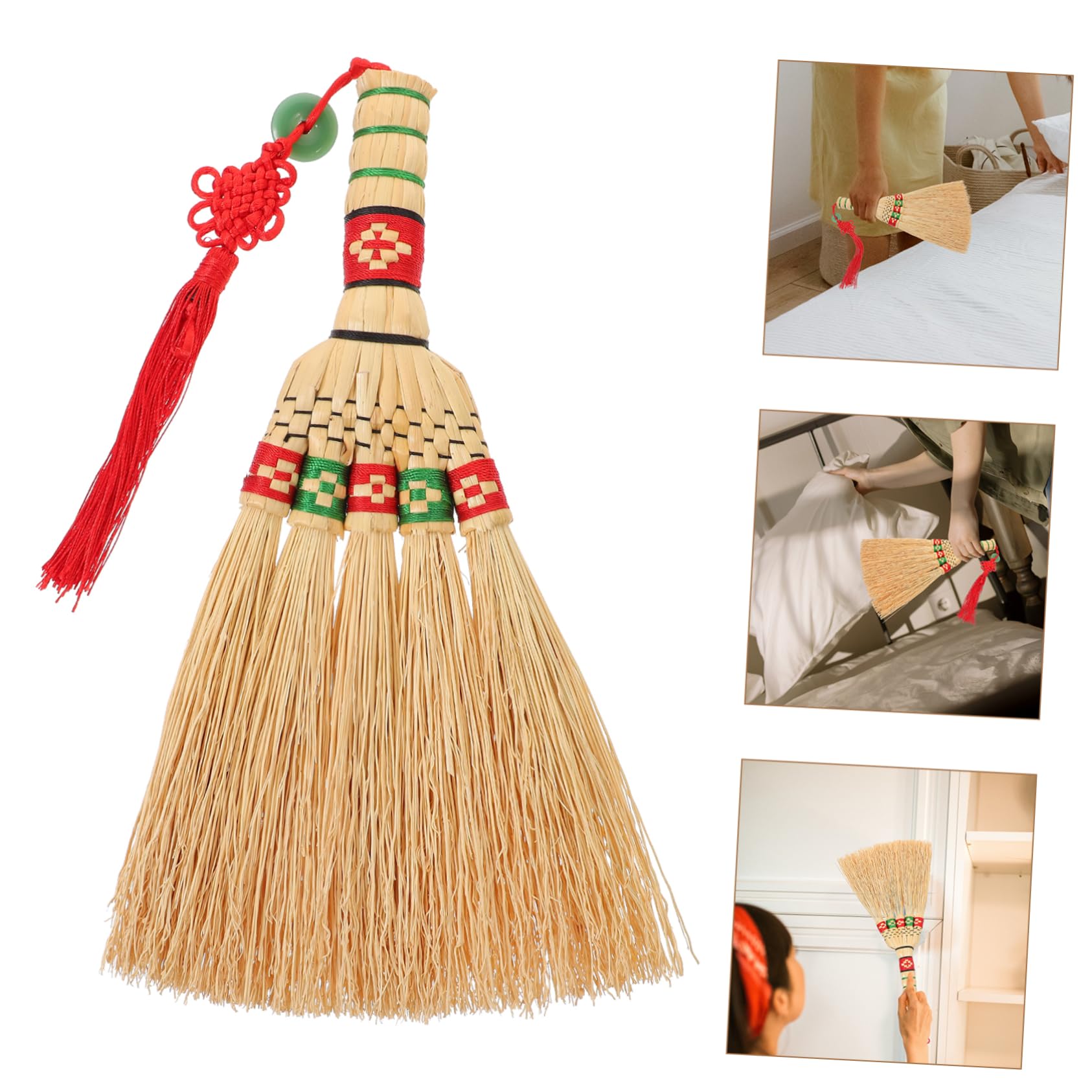 GRIRIW Corn Broom for Desktop and Bed Cleaning Handmade Straw Sweeper for Home and Office Use Ergonomic Design for Efficient Dust Removal Compact