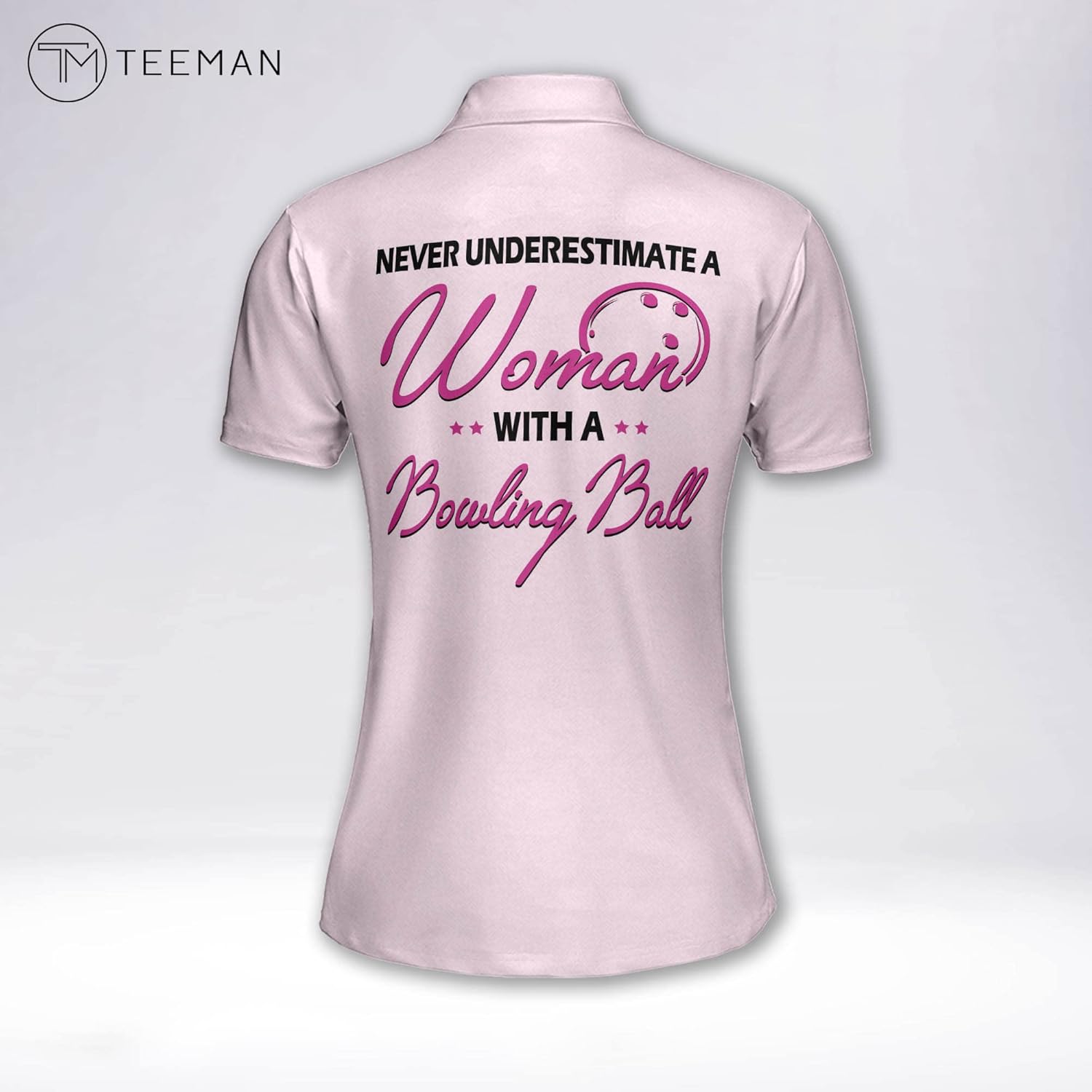 TEEMAN Personalized 3D Pink Bowling Shirts for Women, Custom Funny Bowling Team Shirts for Women, Women Bowling Jerseys