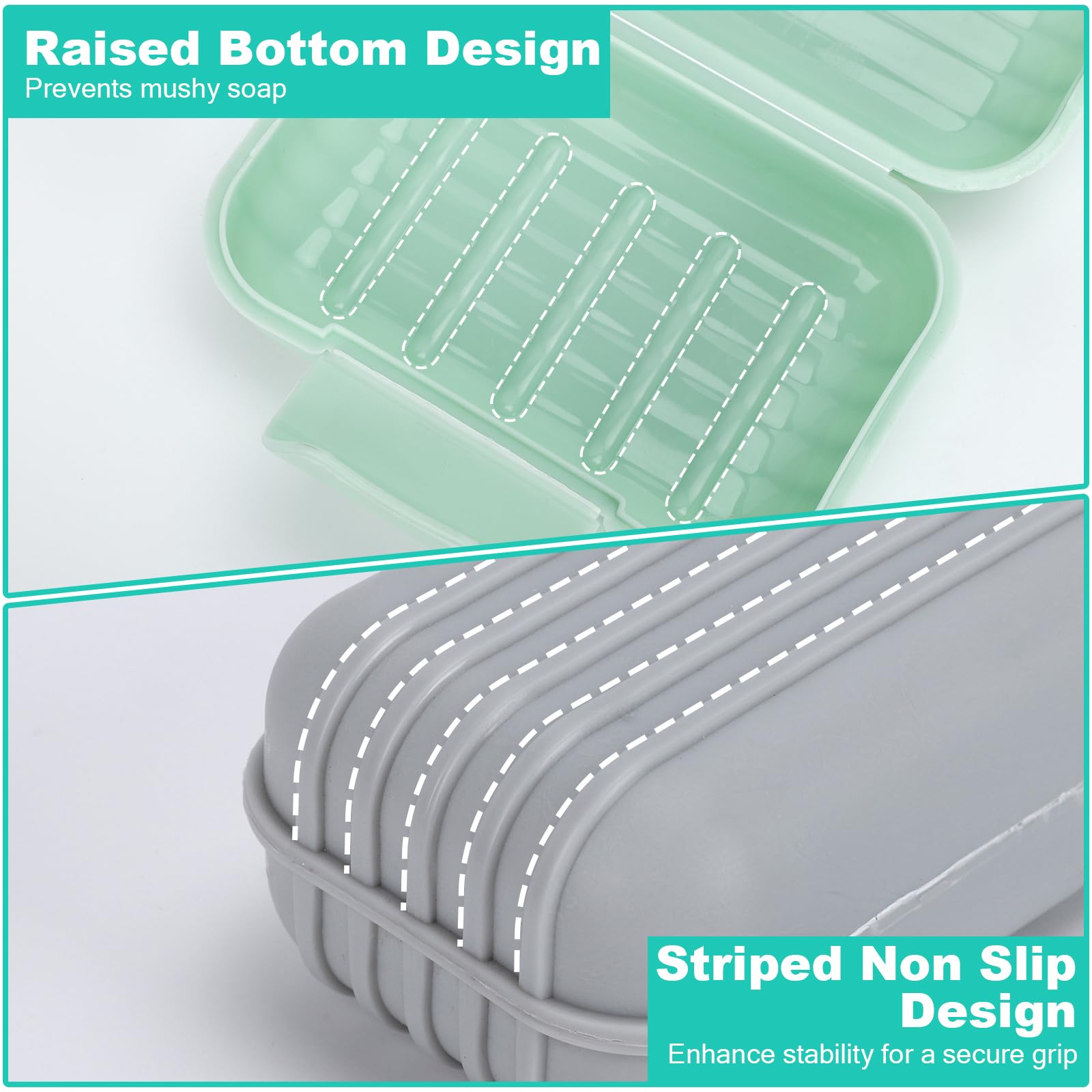 Alyvisun 2 Pcs Travel Soap Case with Lid, Portable Soap Dish, Soap Box with Raised Bottom - Image 3