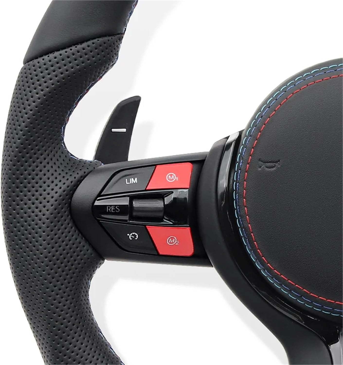 Leather Steering Wheel Compatible With BMW F10 F20 F30 F32 F07 F01 F80 E46 E60 E90 M3 M4 M5 M6 Car Accessories(Style 02-M3)