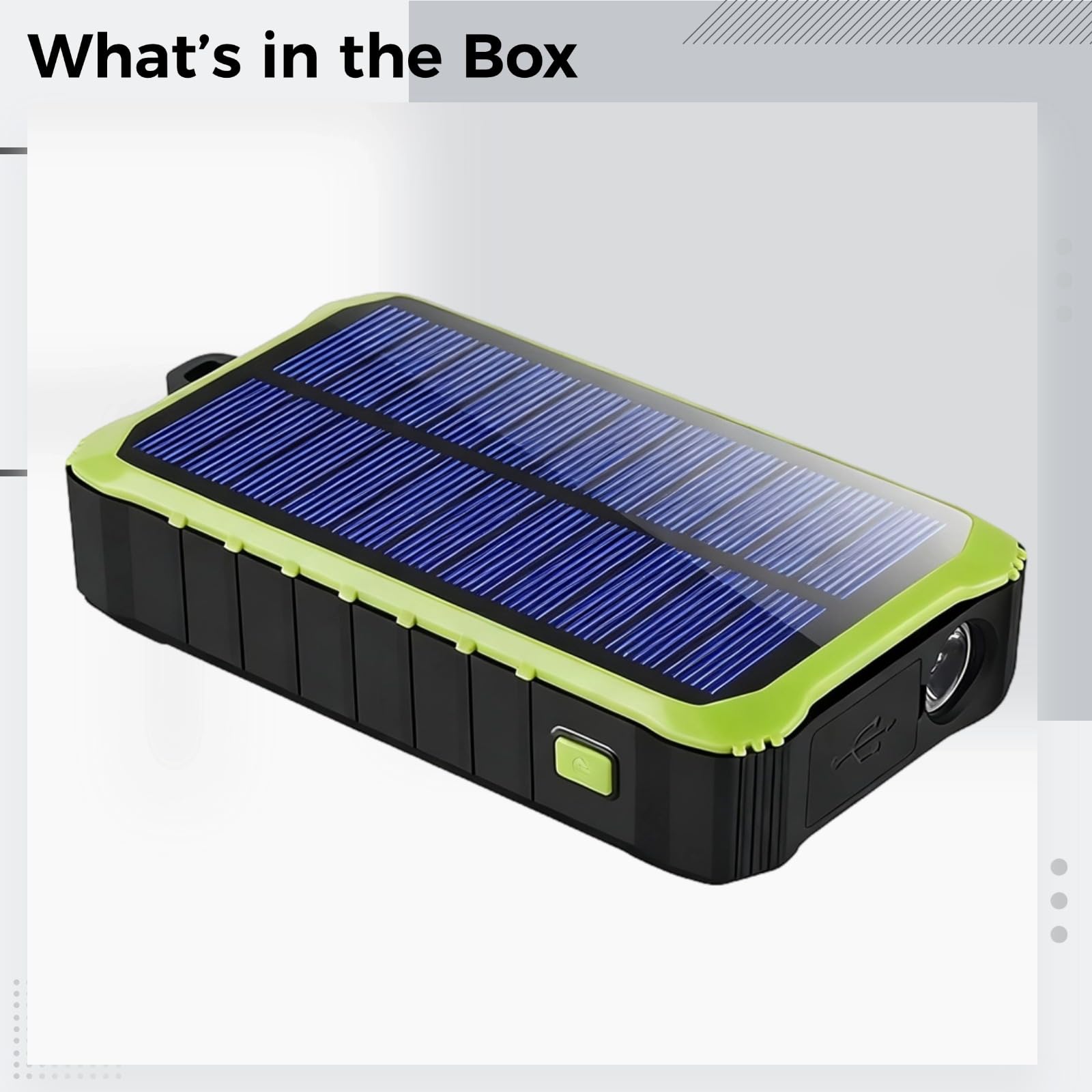 Caricatore a manovella solare verde, 12000 mAh, power bank portatile con doppia porta USB, fonte mobile di emergenza esterna, torcia a LED, staffa pieghevole, 14,5 x 7,9 cm