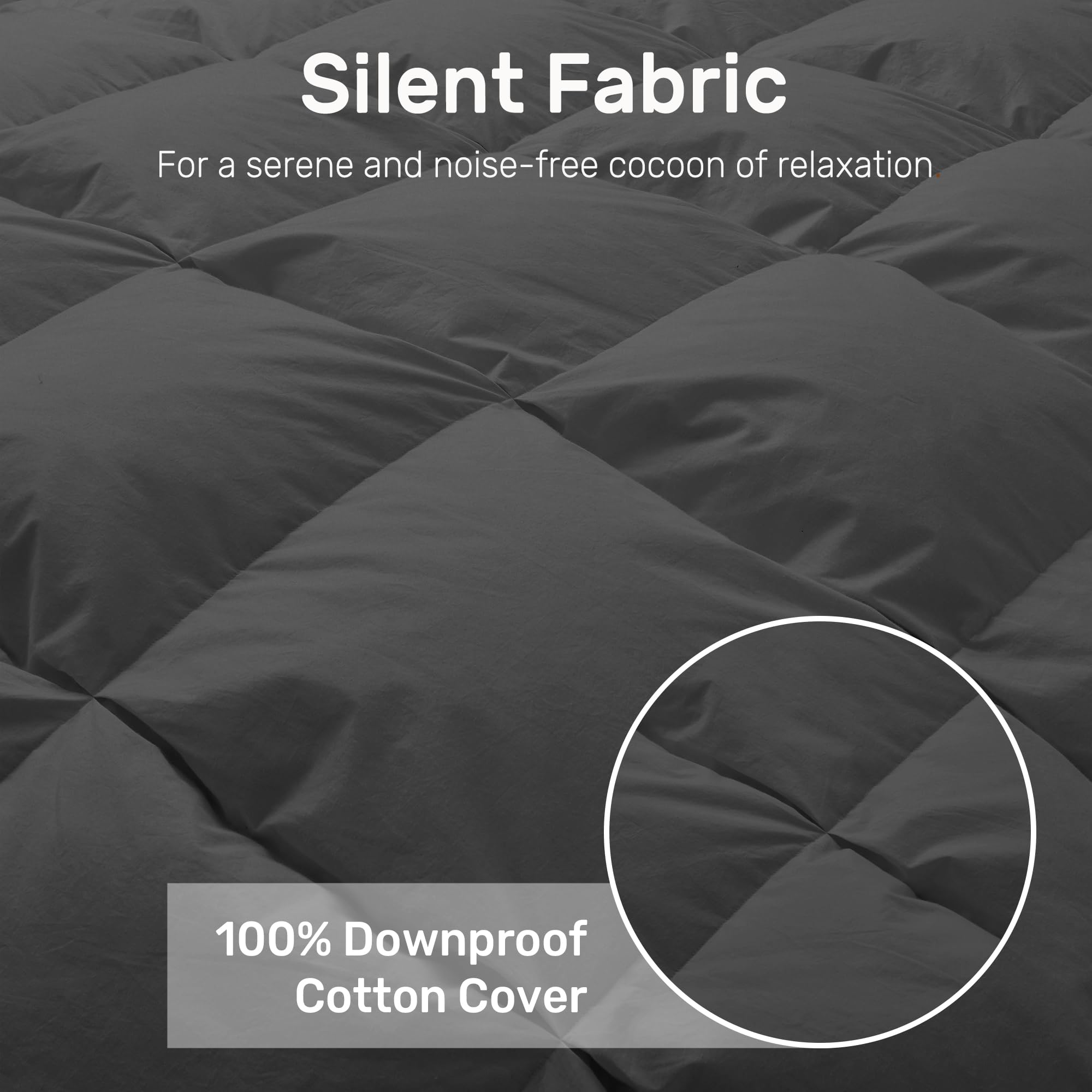 Deodar Edredón de Plumas Cama 135/150 Todas Estaciones 2 Personas, Relleno Pluma y Plumón de Ganso 420 GR/m², Funda Nórdica 100% Algodón, Lavar, Öko-Tex y RDS (Gris Oscuro, 200x230cm)