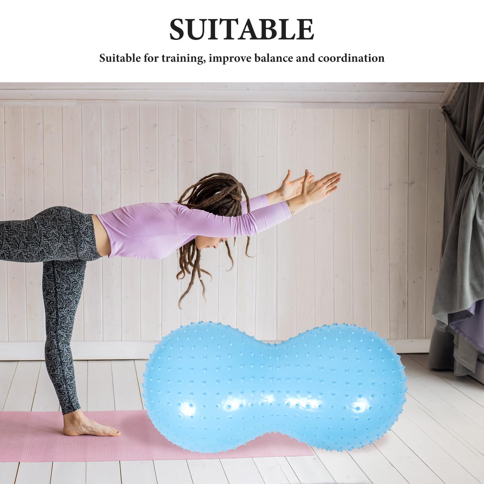 Pelota de Yoga con Forma de Cacahuete: Pelota Hinchable para Pilates, Ideal para estiramientos y Ejercicios Durante el Embarazo. Equipo de Entrenamiento sensorial para Gimnasio en casa.