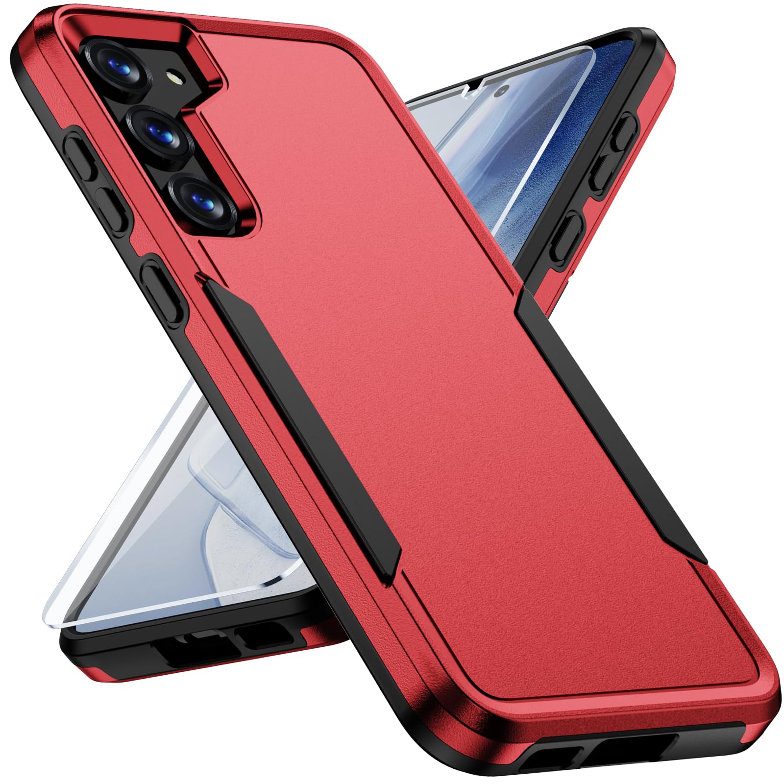 for Samsung Galaxy S23 Plus Case, Galaxy s23 Plus Case with Screen Protector Heavy Duty Durable Shockproof Protective Phone Case for Galaxy S23 Plus, Red