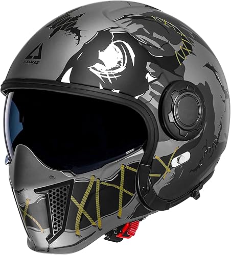 TRIANGLE - Cascos de motocicleta, motocross, todoterreno de cara completa, unisex, doble visor con pantalla solar interna tintada, casco de carrera