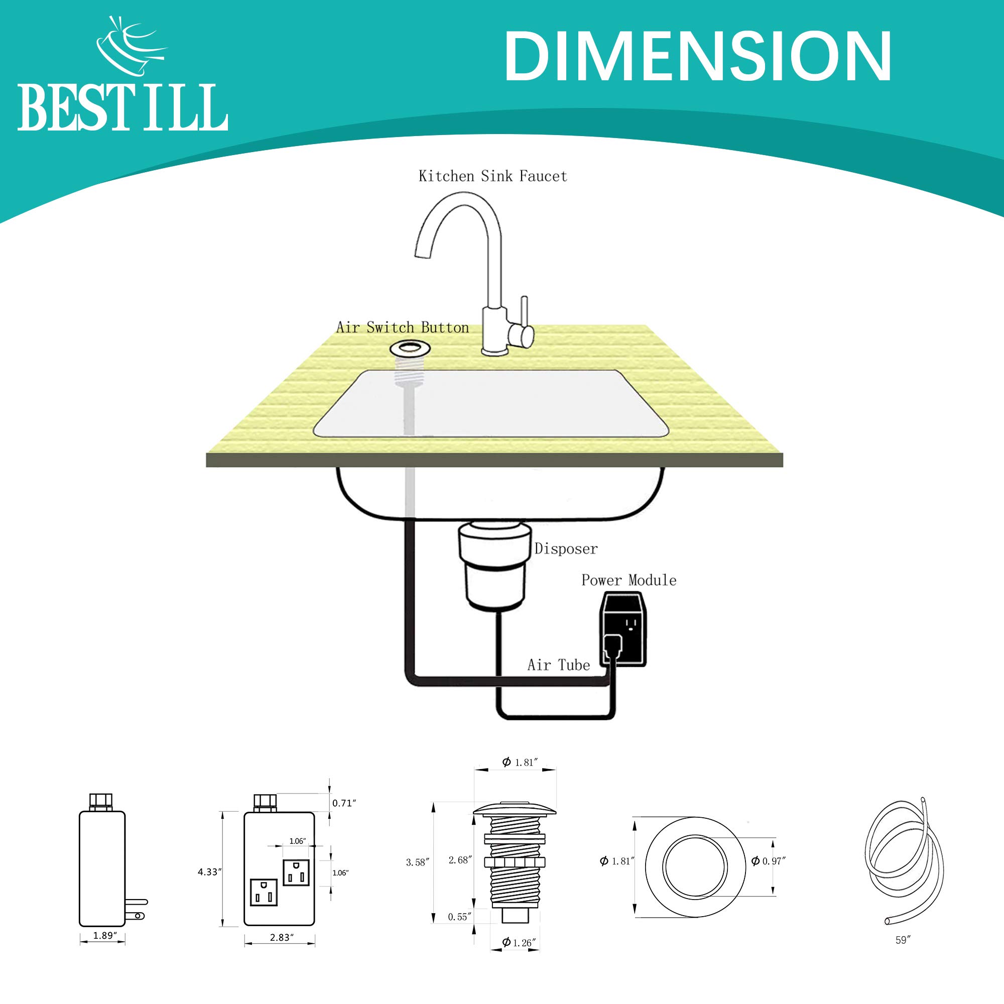 BESTILL Sink Top Garbage Disposal Air Switch Kit