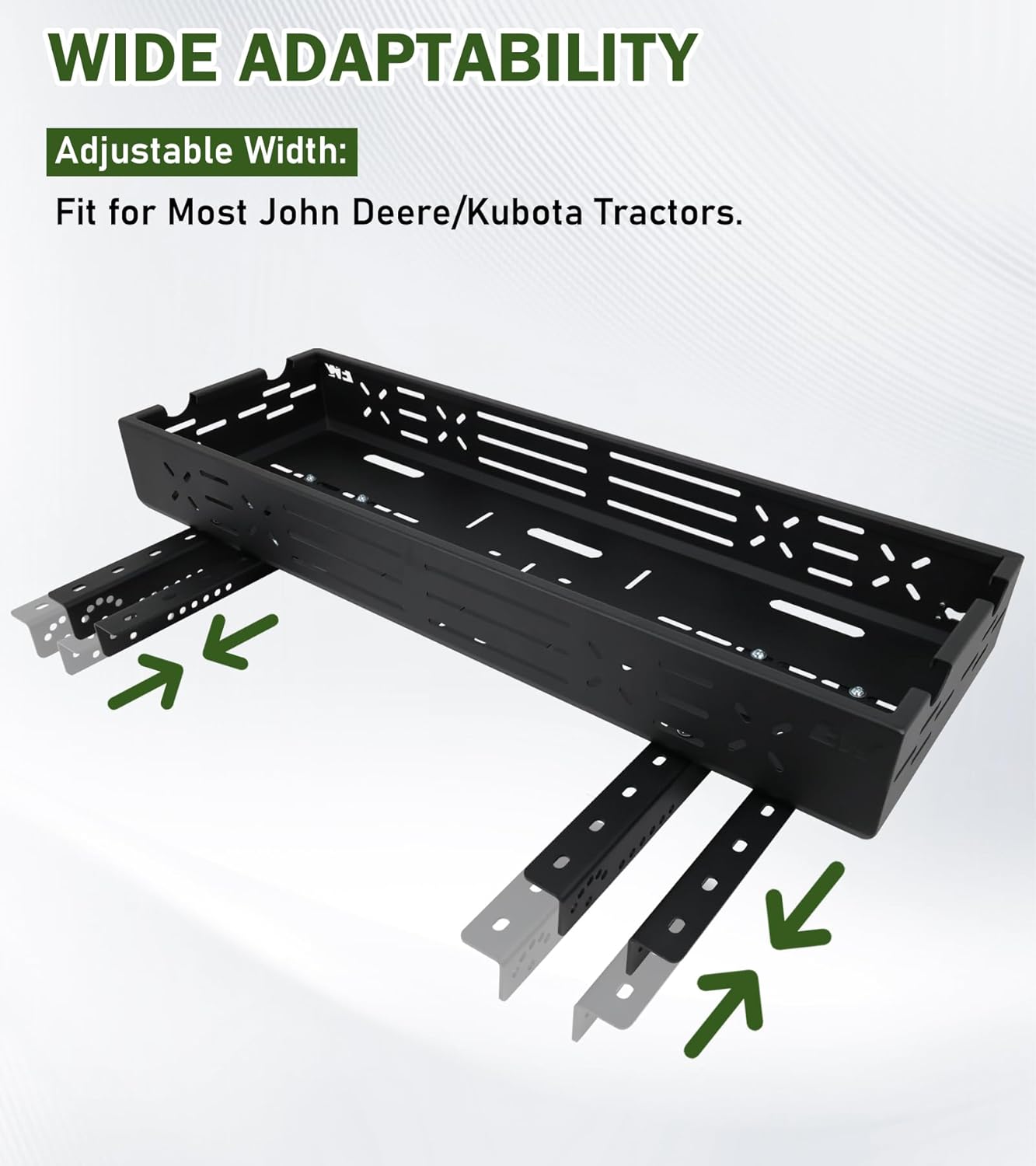 ELITEWILL Universal Tractor Tool Box Tray with Bracket 46.5x15.6x5.7 Inch Extra Large Aluminum Tractor Tool Basket 180 LB Capacity Carrier for Farmers Landscapers Ranchers
