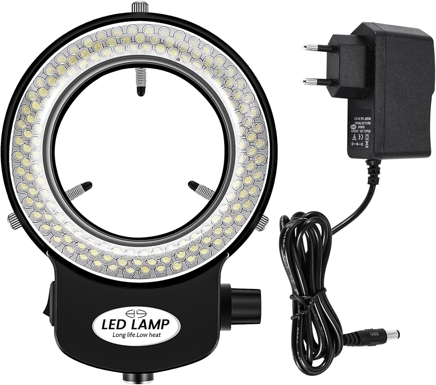 144 LED Lumière d'anneau du Microscope, Anneau Lampe de Source Lumineuse de lumière d'appareil pour microscopes et caméra, 144 Perles LED Source de lumière Luminosité réglable