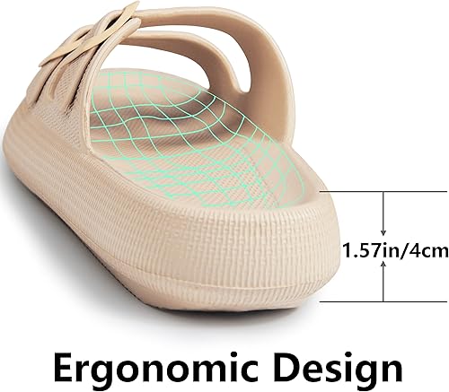 Miniatura 4 de Weweya Sandalias para mujer y hombre - Pantuflas acolchadas - Sandalias ajustables con doble hebilla - Sandalias planas de EVA