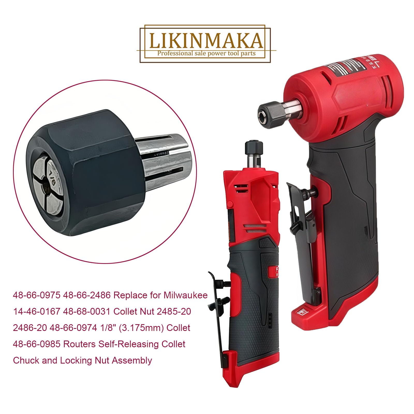 Milwaukee Collet Nut Replacement - 1/8" 3.175mm -5 Milwaukee Collet Nut Replacement - 1/8" 3.175mm -5