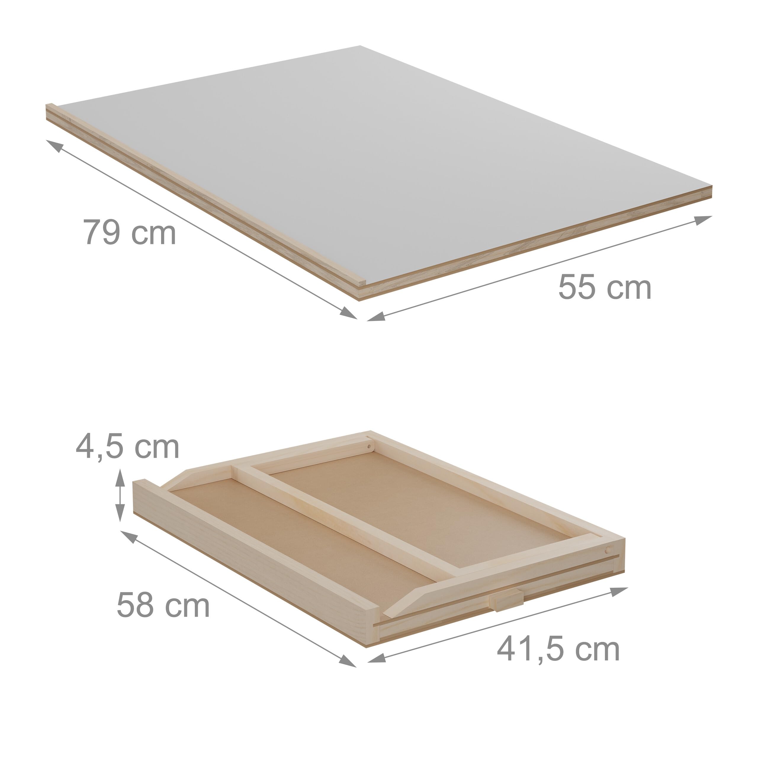 Relaxdays Tablero para Puzzles con 2 Cajones, Organizador Rompecabezas de 1000 Piezas, Inclinable, Madera, Natural/Gris
