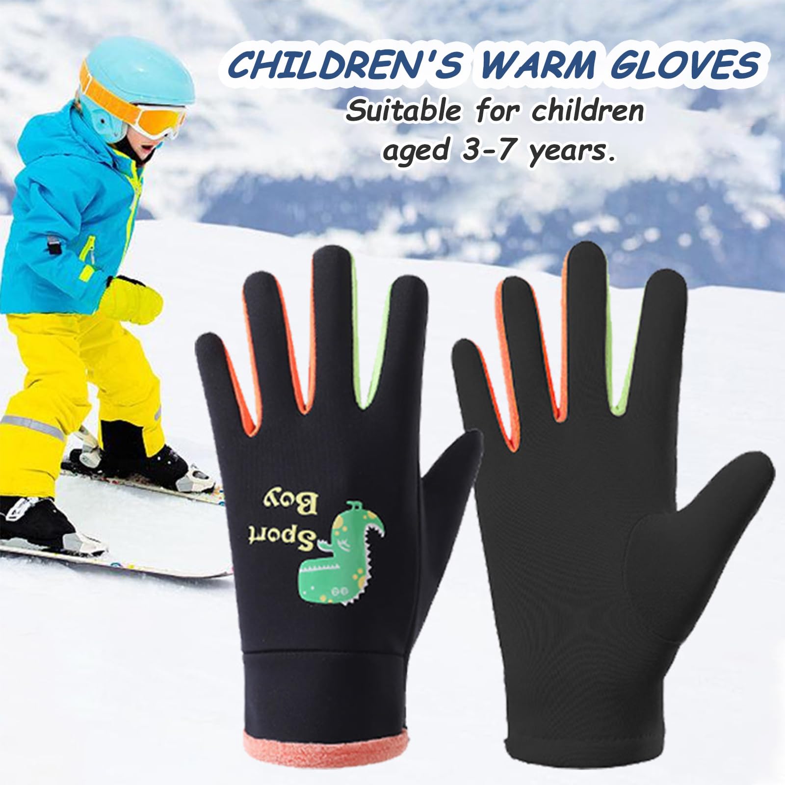 Gants De Ski Enfants QKURT - Moufles Chaudes Imperméables Antidérapantes 2-13 Ans Garçons Filles