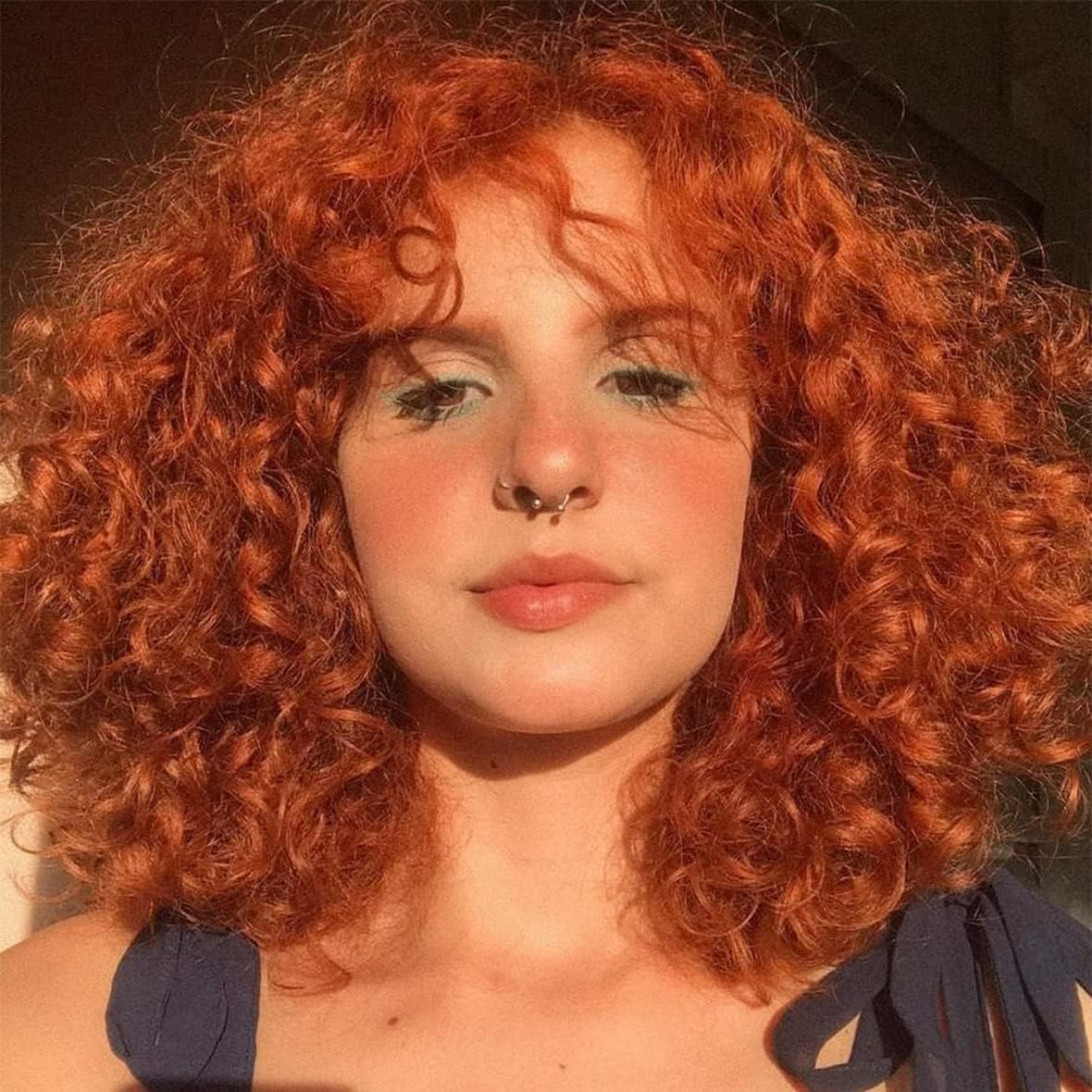 Leeven Orange Red Afro Wigs for Black Women 12 Inch Afro Kinky Curly Wig with Bangs Curly Afro