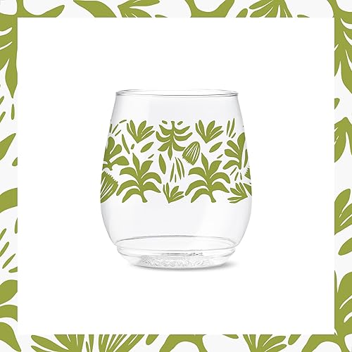 Miniatura 6 de TOSSWARE POP - Juego de 6 vasos de vino de 14 onzas Serie Tropical Abstracto, de alta calidad, reciclables, irrompibles y de plástico transparente