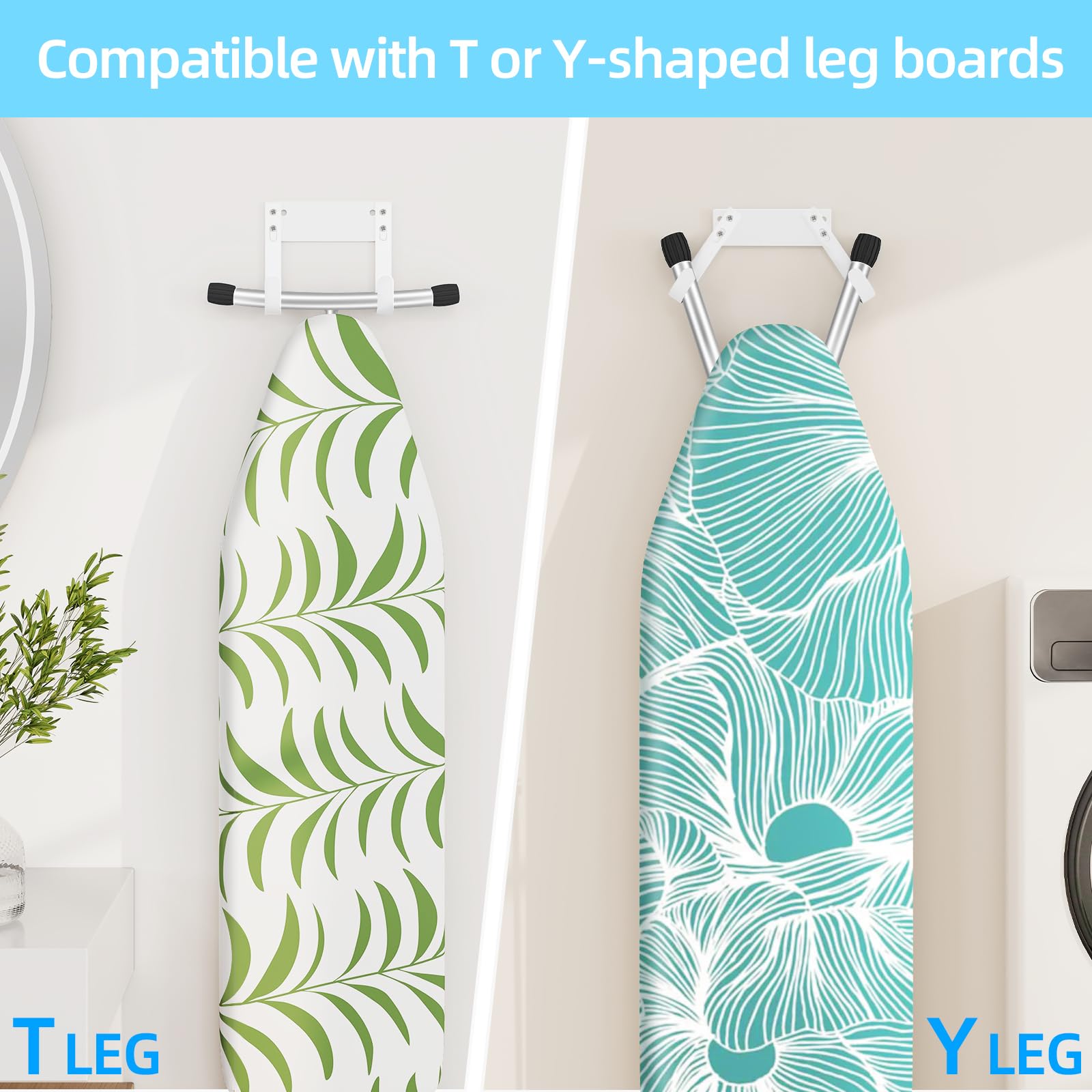 JUYSON Ironing Board Holder Wall Mount for T&Y Leg Ironing Board Hanger, Small Wall Mounted Ironing Board, Iron Holder Wall Mounted for Laundry Room