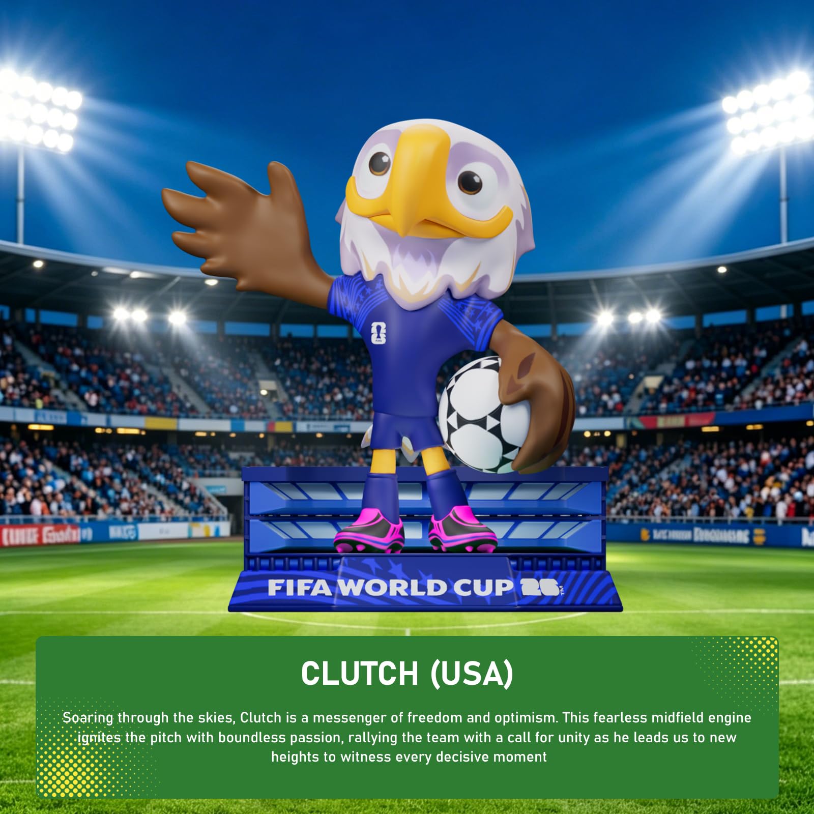 DICEKOO Ensemble mascotte de la Coupe du monde FIFA 2026 7,6 cm (érable, Zayu, pochette) | Style de football | Sous licence officielle | Figurines de collection, idée cadeau pour les fans et les
