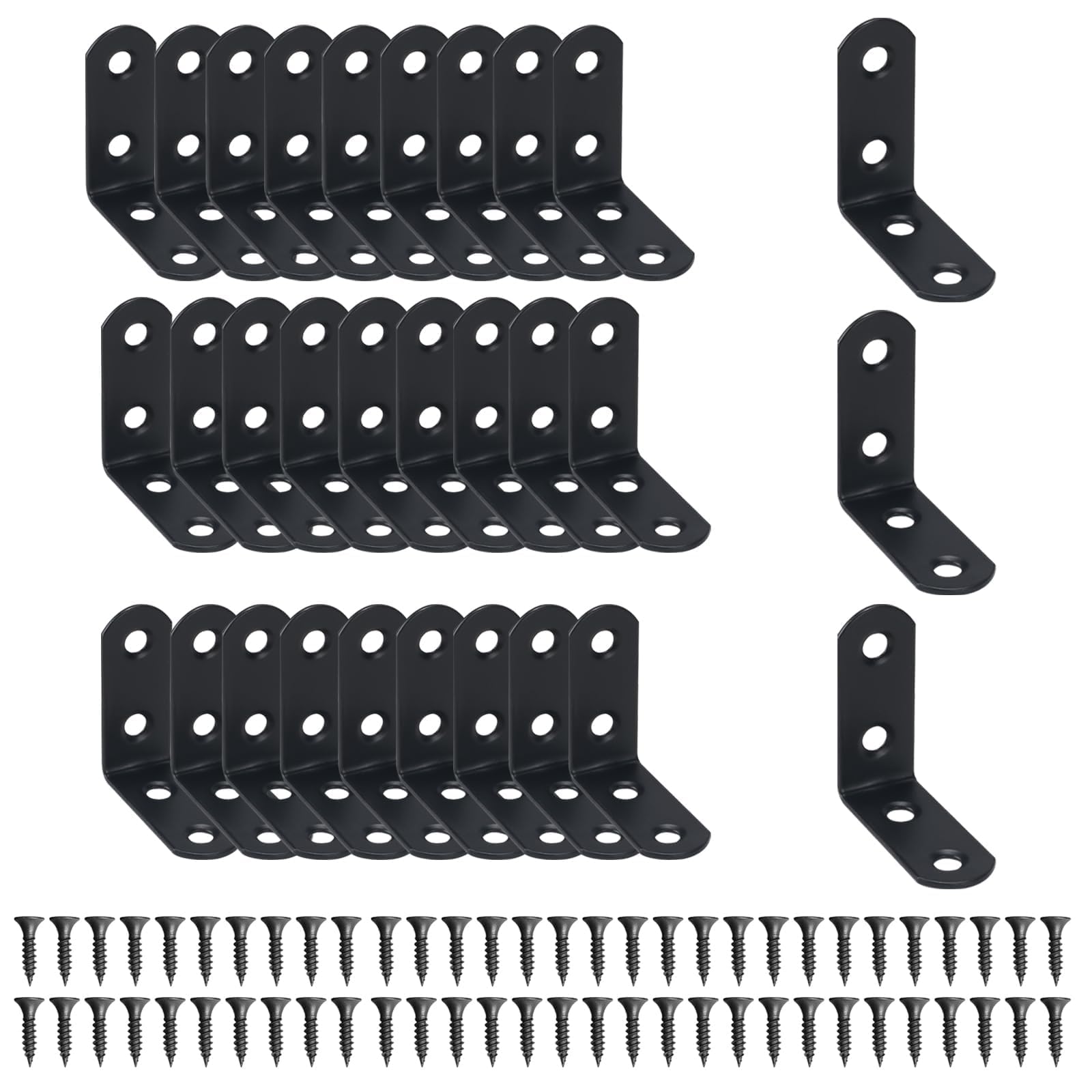 30Pcs Angle Brackets for Wood 40x40mm Black L Brackets Stainless Steel