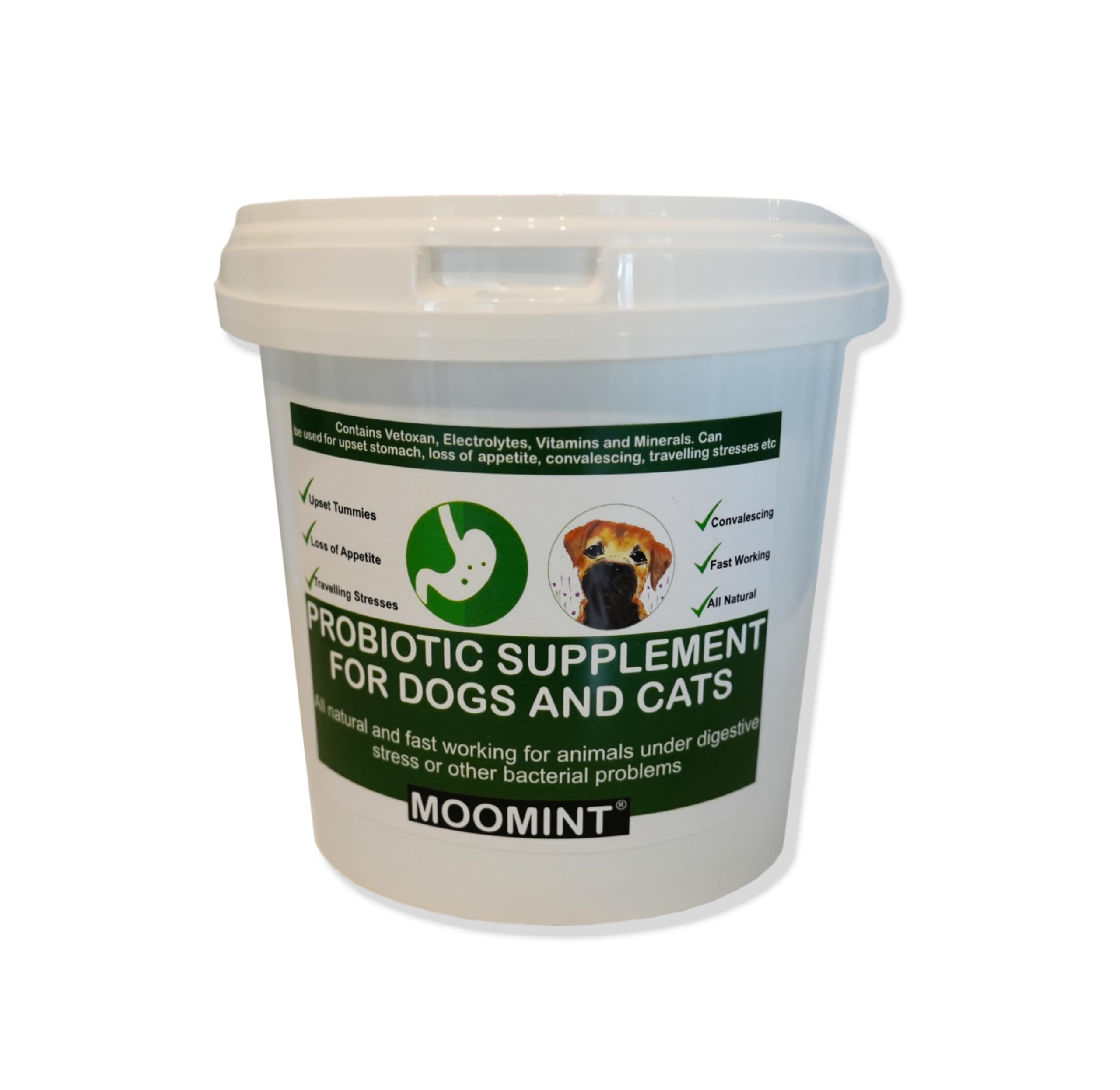 MOOMINT Probiotic for Dogs and Cats - Premium Supplement for Upset Stomach Loss of Appetite & Travel Sickness - 100g