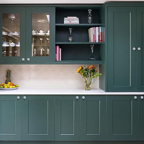 Miniatura 34 de Ravinte Paquete de 50 pomos de gabinete de cocina de 1-1/4 pulgadas, pomos redondos sólidos para cajones de aparador, pomos de tocador negro mate