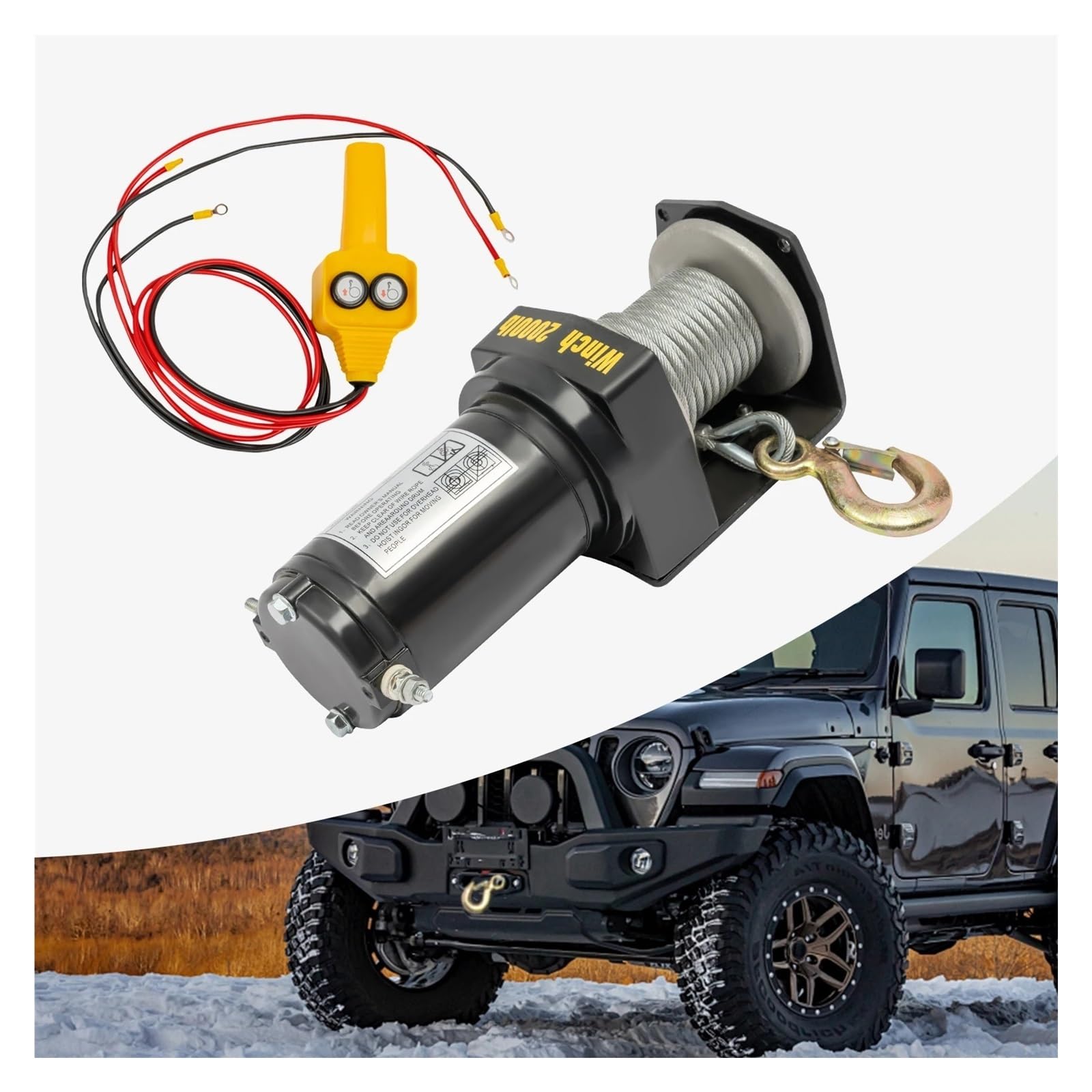 12V Przenośna Elektryczna Wciągarka Zdalne Sterowanie Odzyskiwanie Podnośnik Samochodowy Treuils Wciągnik Do Przyczepy Łódź Off-Road 2000LBS Wciągnik elektryczny Elektryczna Wciągarka