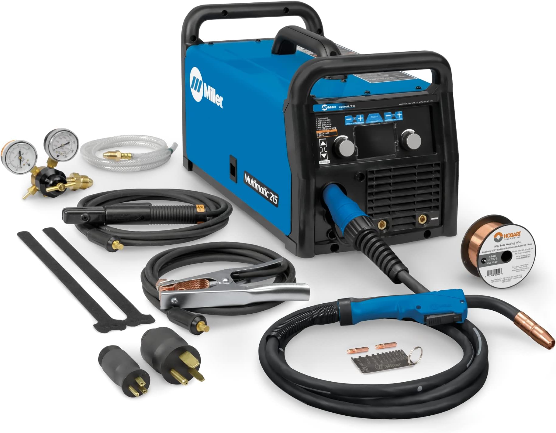 Miller 907693 Multimatic 215 Multiprocess Welder - Versatile Multi-Process MIG, Flux-Cored & TIG Welder Machine - Portable Welding Machine with Wire Feeder, MIG Gun & Multi-Voltage Plug for 120V&240V