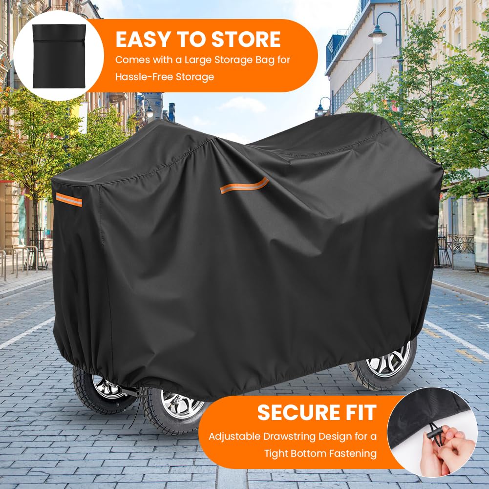 AOOSA Mobility Scooter Covers 124x58x99CM, with Storage Bag 210D Oxford Fabric Anti Dust Waterproof Bird Droppings UV-resistant for Most 3 or 4 Wheels Mobility Scooters — view 5