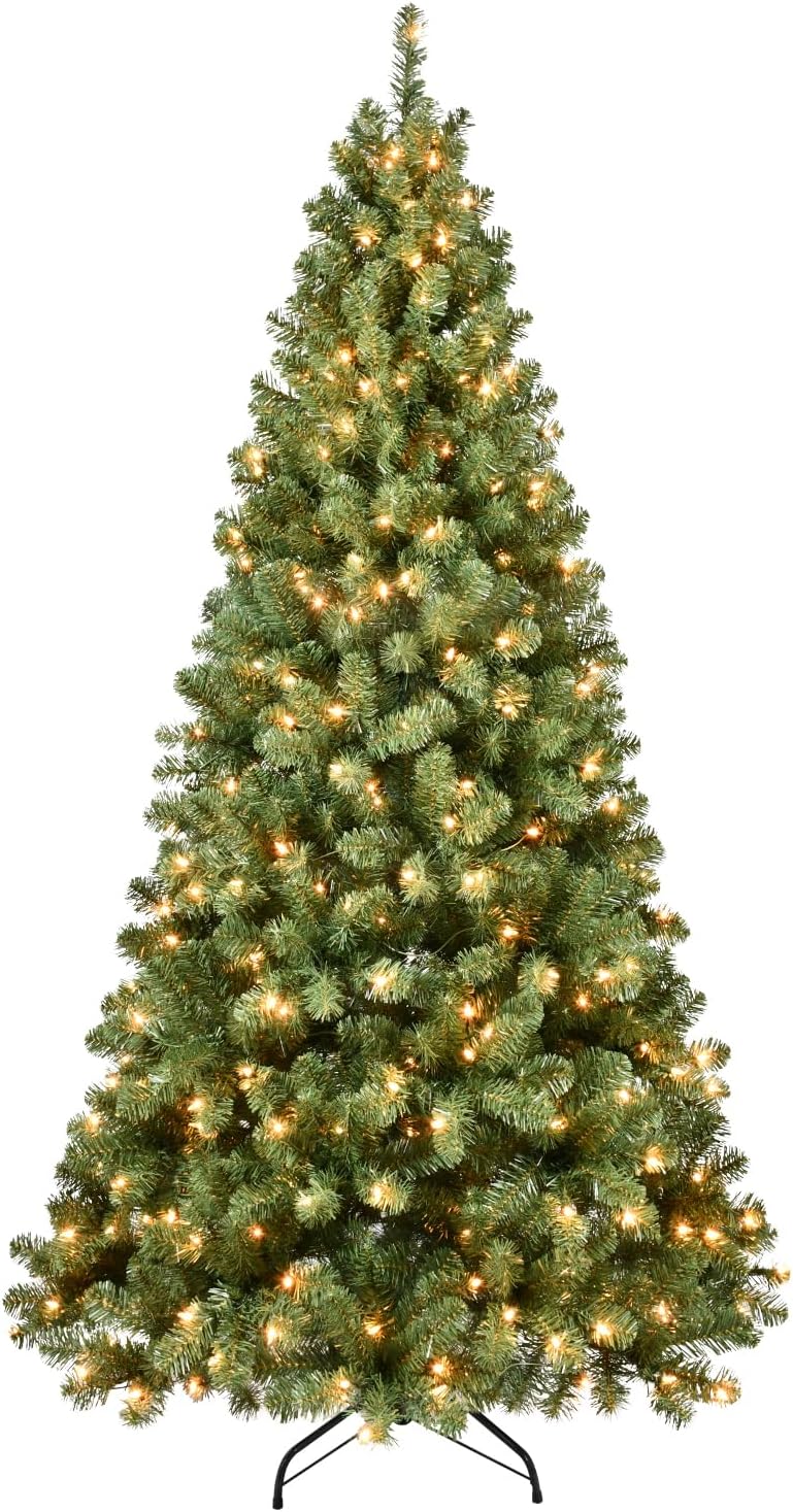 8FT Prelit Christmas Tree, Premium Artificial Christmas Tree with 500 Lights and 1460 Branch Tips, Memory Wire Pre Lit Hinged Xmas Tree with Metal Base for Holiday, Party, Home Decoration 8FT Prelit Christmas Tree, Premium Artificial Christmas Tree with 500 Lights and 1460 Branch Tips, Memory Wire Pre Lit Hinged Xmas Tree with Metal Base for Holiday, Party, Home Decoration