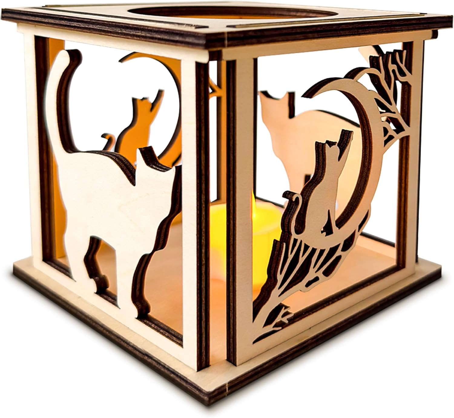 Midrean 2PCS Small Decorative Lanterns Rustic Wooden