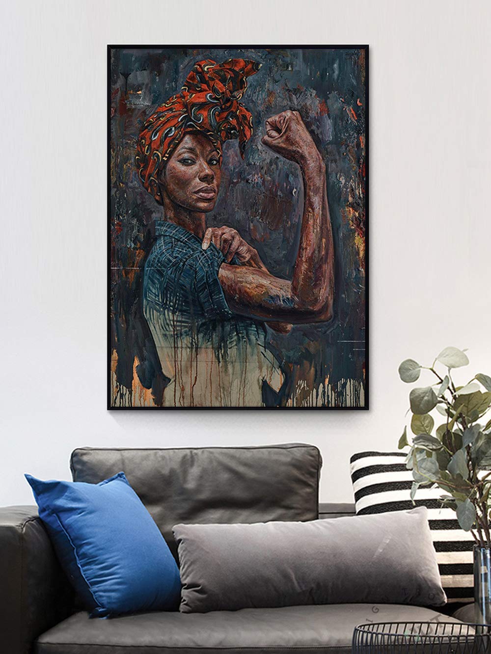 Portrait femme afro américaine célébrant la force au féminin en peinture toile