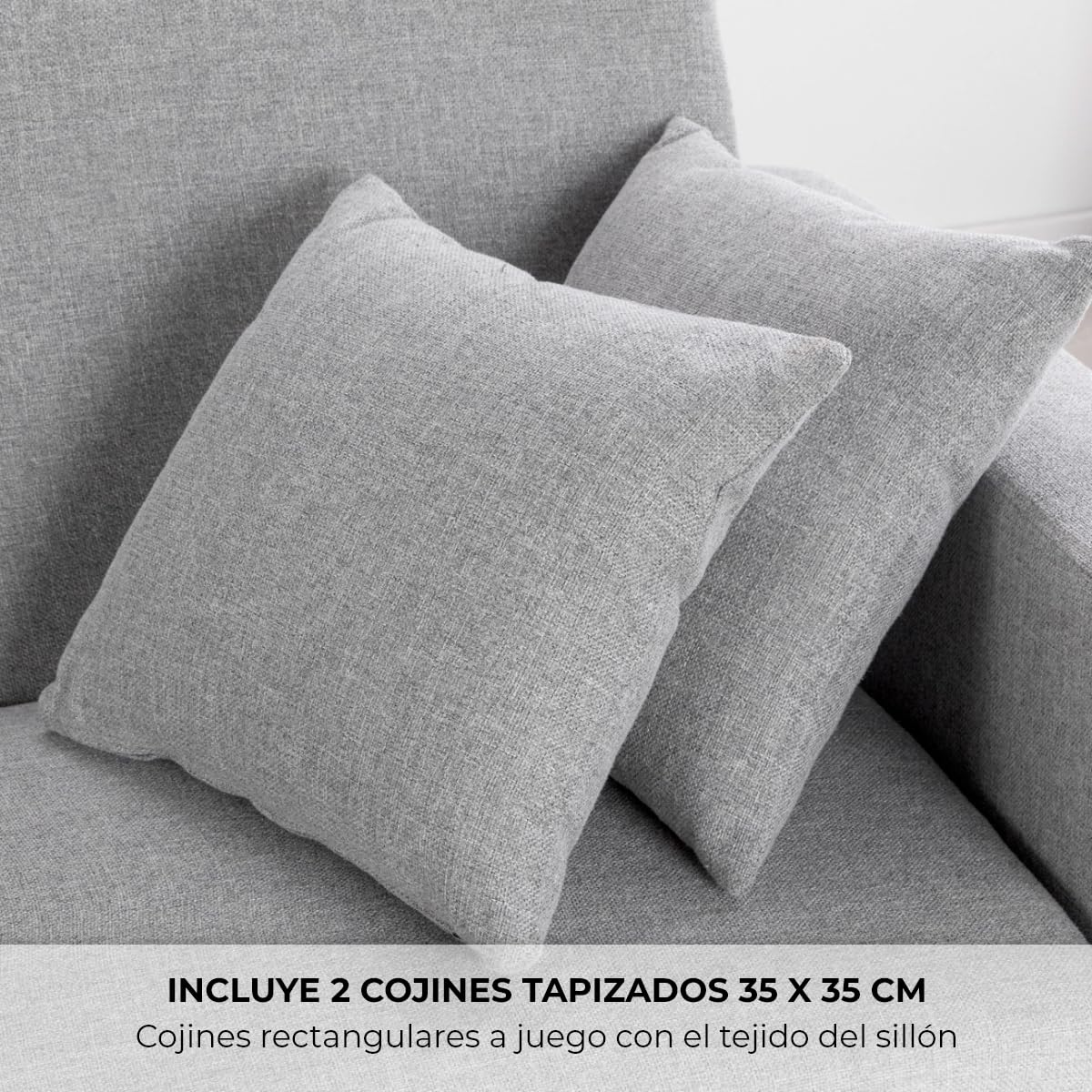 Don Descanso, Sofá Cama 3 plazas Reine, Tapizado en Tela, Sistema Apertura de Libro o Clic-clac, Medida sofá: 206x73x80cm, Medida Cama: 180x100cm, Incluye 2 Cojines, Gris Claro
