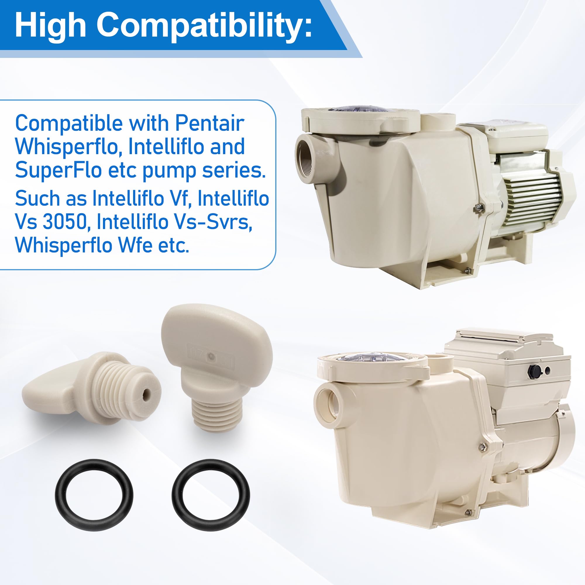 Pentair Whisperflo & Intelliflo Ersatz-Ablaufstopfen Mit O-Ring – 2 Stück Set, Perfekt Für Pool-Pumpen-Wartung
