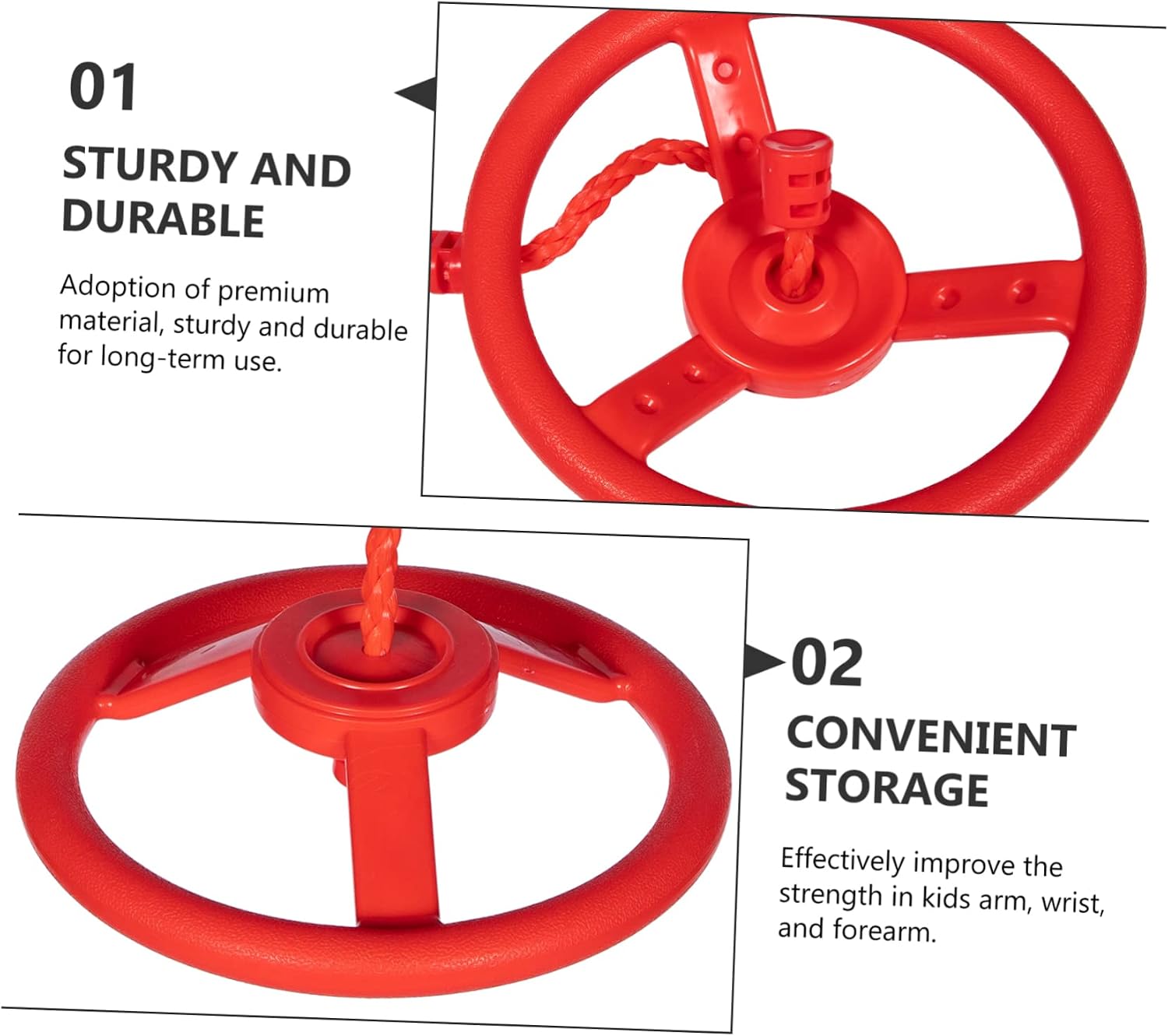FRCOLOR Children's Gymnastic Rings for Boys and Girls Adjustable Indoor-Outdoor Pull-Up Training Handle Ninja Climbing Equipment Rope Fitness Fun for Kids