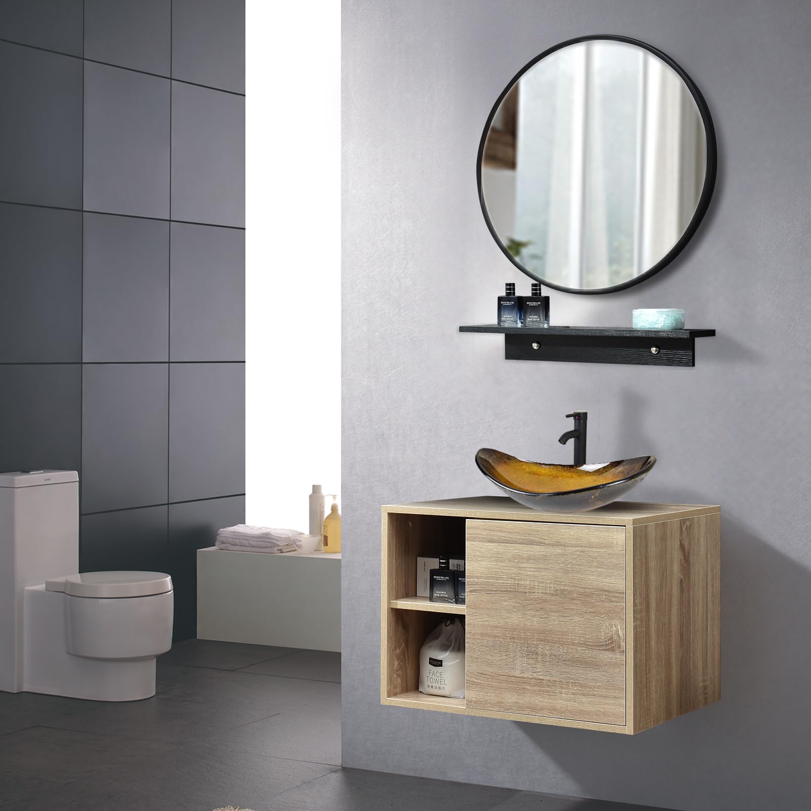 AKOZON Ensemble de meubles de salle de bain 3 pcs Blanc Aggloméré