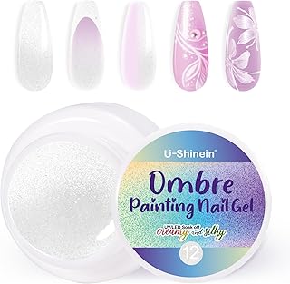 Ombre Gel Nail Polish,Spring Summer Colorful Painting Nail Gel for Ombre Nails Aura Nails, French Manicure Diy Nail Art #12 Pearl White