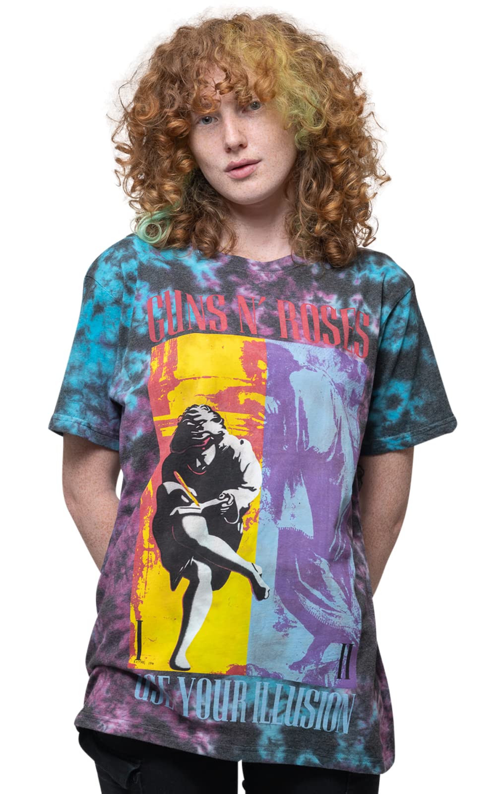 Guns N Roses T Shirt Use Your Illusion Logo Official Unisex Dye Wash Blue XXL