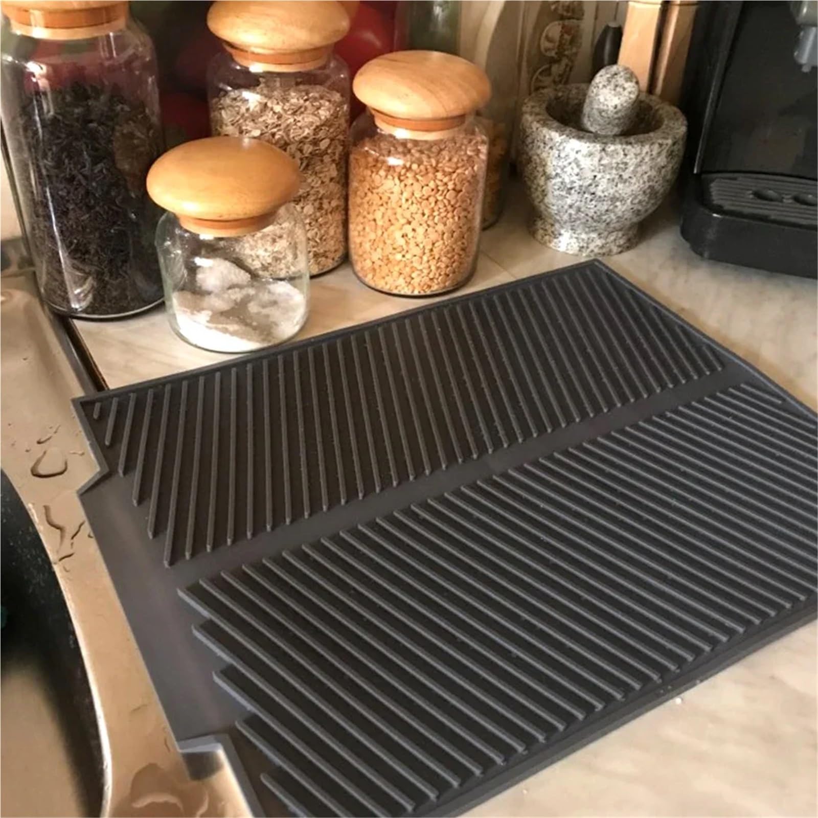 KüChenutensil-Trockenmatte Abtropfmatte aus Silikon, Abtropfmatte, flexibel, hitzebeständig, rutschfest, wiederverwendbar, for Küchenarbeitsplatte, Spülbecken FüR Besteck